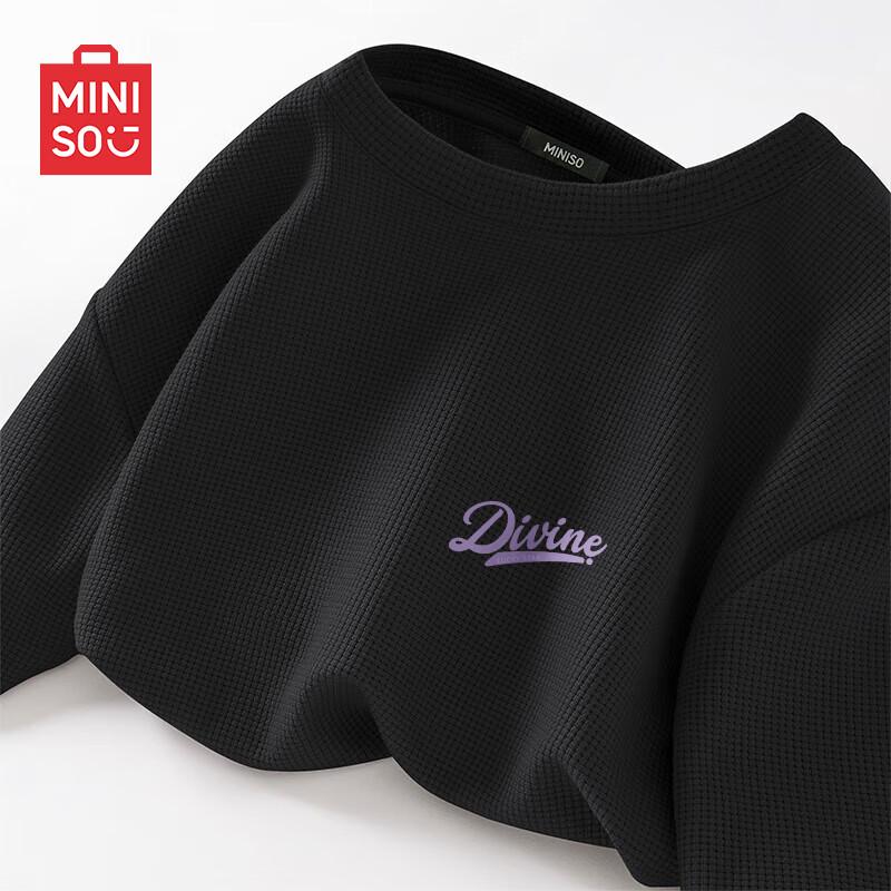 MINISO Men's Waffle Knit Heavyweight Casual T-Shirt