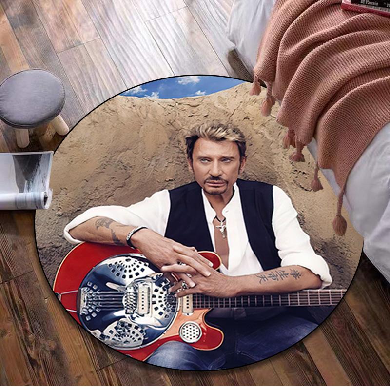 Johnny Hallyday Runder Teppich - Büro Dekorativer Teppich Für Wohnzimmer Schlafzimmer Fußmatte Bodenteppich Computerstuhl Bereichsteppich