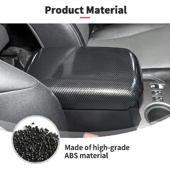 JWWY für 4runner Armlehnenbezug Hülle Polster Mittelkonsolenabdeckung Dekorationsleiste für 2010-2024 Toyota 4runner Innenzubehör, ABS Kohlefaser
