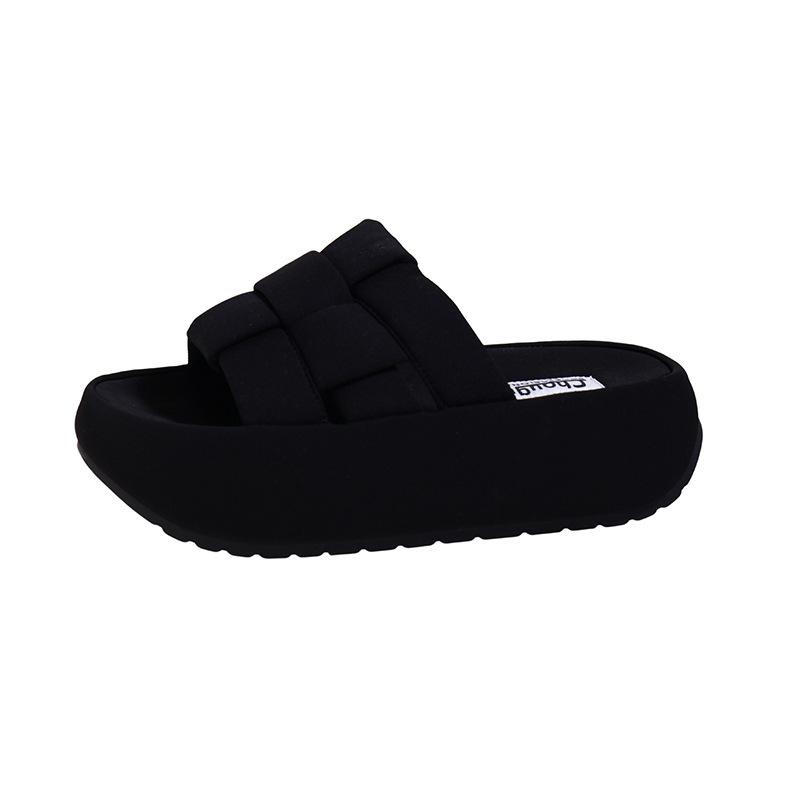 Woven slippers New cool slippers Thick-bottomed open-toe one-word outer wear Summer 2025 Premium Versatile Casual Women