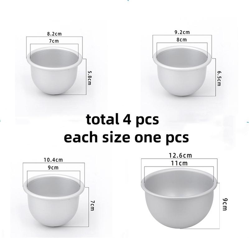 4pcs or 2 Pcs Set Round Bath Bomb Molds Aluminum Alloy Ball Sphere Bath Bomb Mold Cake Baking Pastry Mould DIY Bathing Tool