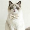 Retro Waffle Pattern Pet Collar with Pearl Pendant