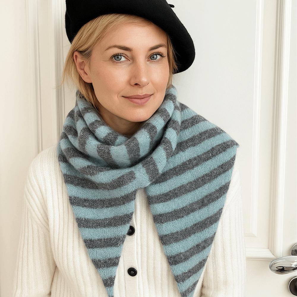 Cashmere Striped Scarf Plush Cape Wraps Simple Winter Shawl  Women/Men
