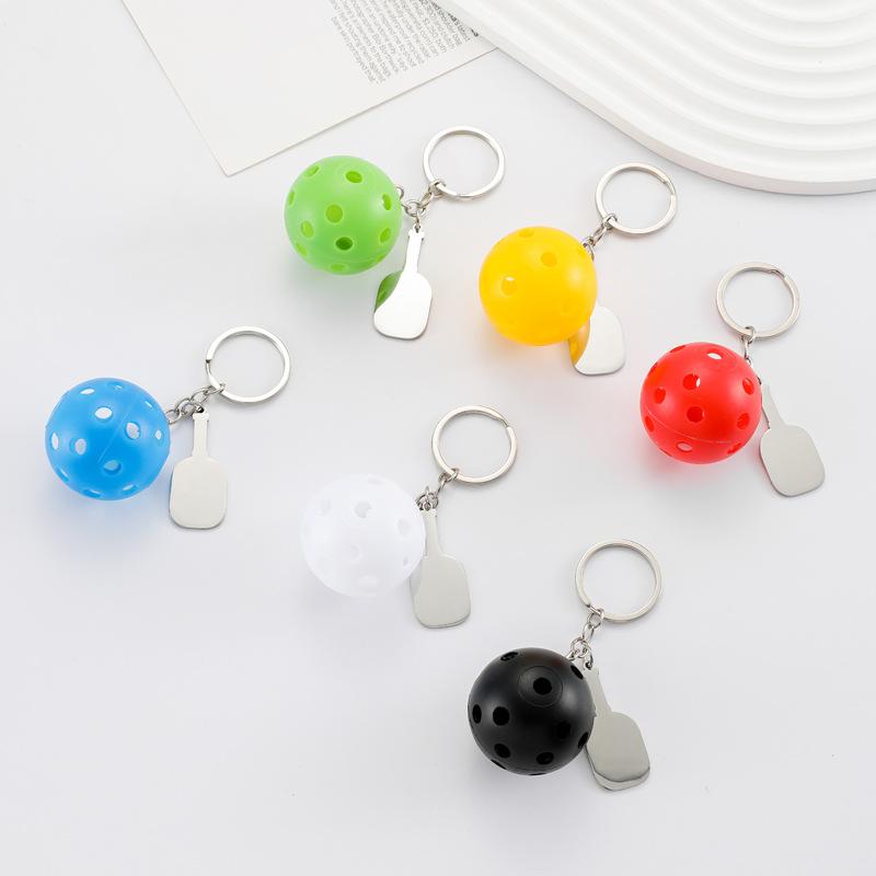 Creative Pickleball Racket Metal Keychain Colorful Hollow Golf Ball Keychains Dink Ball Fans Party Gift Bag Pendant