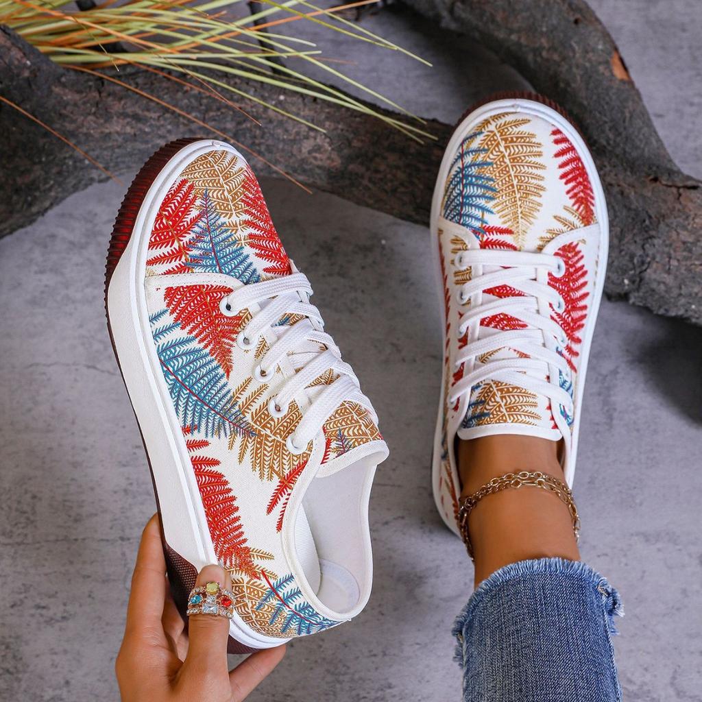 Fashion Women's Shoes 2025 New Breathable Casual Shoes Ethnic Style Sports Women's Canvas Trendy Versatile Large Board Shoes