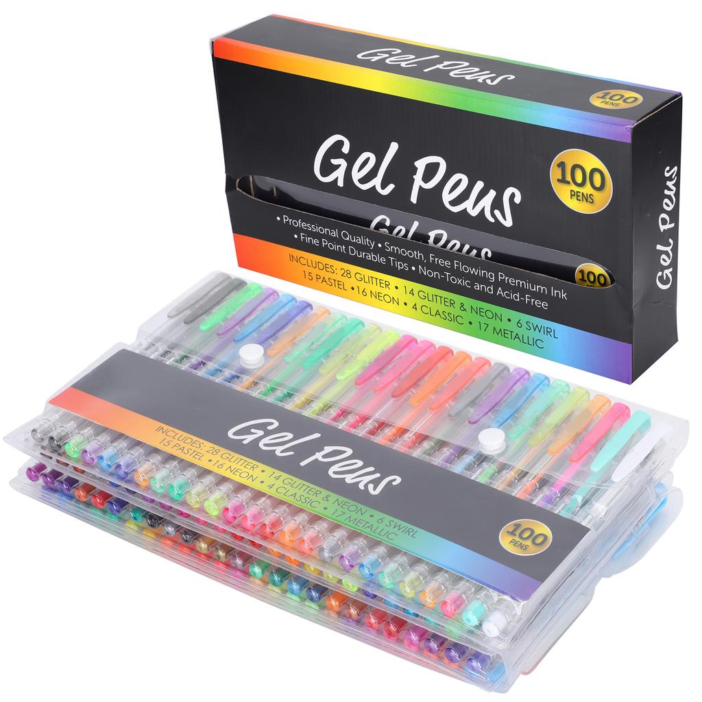 100 Colors Oily Gel Pens Set Highlight Water Color Pen for Writing Sketching Drawing Doodling Kid Gift