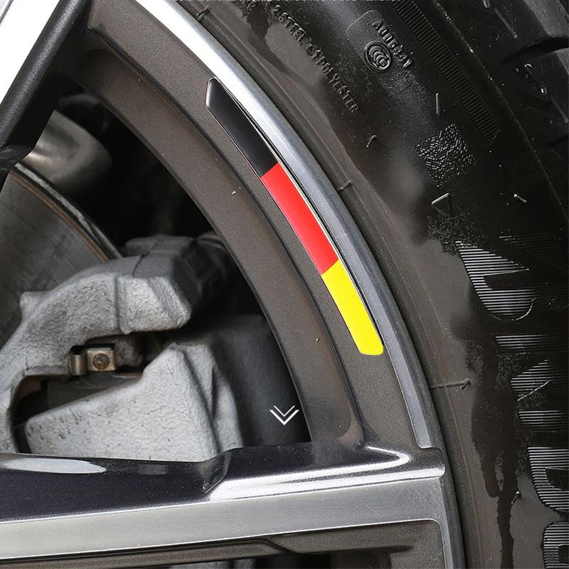 4ks Itálie Německo Národní vlajka Hliníkové ráfky kol Samolepky na obočí kola Znak Odznak Dekorační proužky ráfku pneumatiky Auto Exteriér Univerzální příslušenství