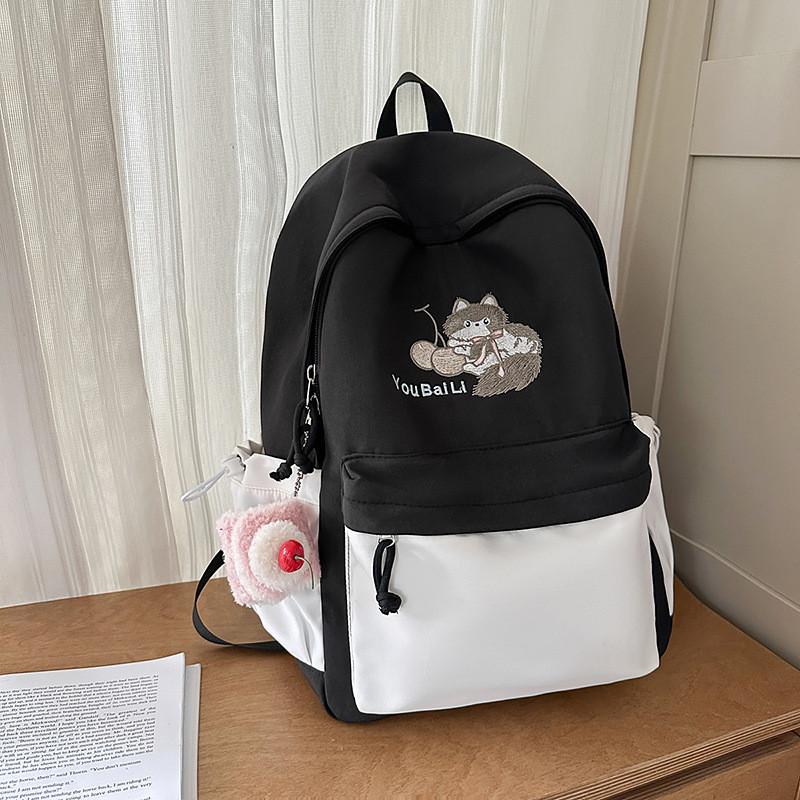 

Squirrel Embroidery Kids Backpack With Printed Geometric Design And Curved Shoulder Straps For School And Outings чорний