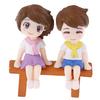 1Sada Sweet Couple Diy Miniaturní figurka Garden Deco Seat Micro Landscape