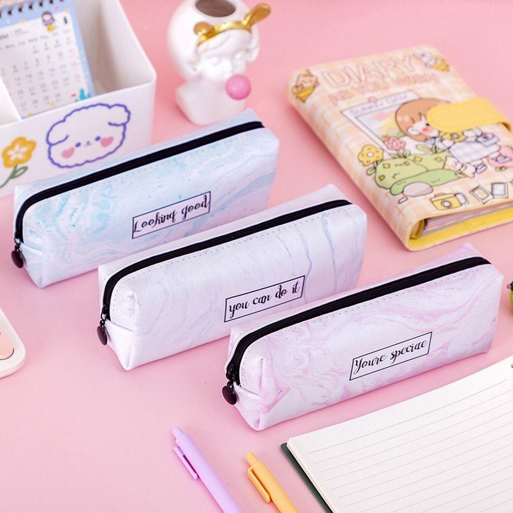 

Письменные принадлежности Школьные принадлежности Мраморный узор Кожаная сумка для ручек Пенал Пенал Сумка-карандаш на молнии светло-серый