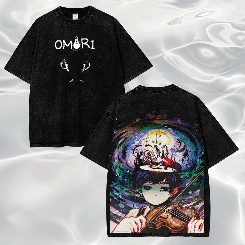 OMORI Washed T-shirt Anime Lover personality Clothes Oversized Unisex Couples Print TShirt for Men Women Washed Retro Fashion