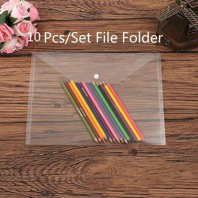 10pcs/set Best Clear Plastic File Bag Folder Transparent Document Paper A4 Folder Bag Office School Supplies