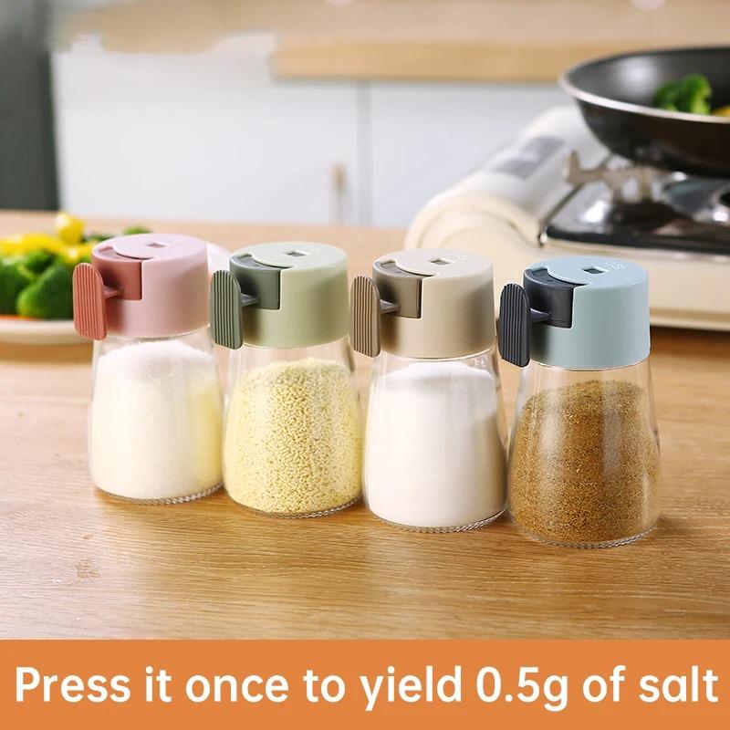 Measuring Salt and Pepper Shakers Precise Quantitative Ration Spice Dispenser Air-Tight Clear Glass Seasoning Bottle for Kitchen