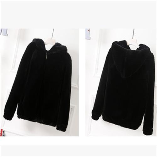 Autumn and winter new Rex rabbit hair imitation fur women's jacket short imitation mink velvet loose plush hooded