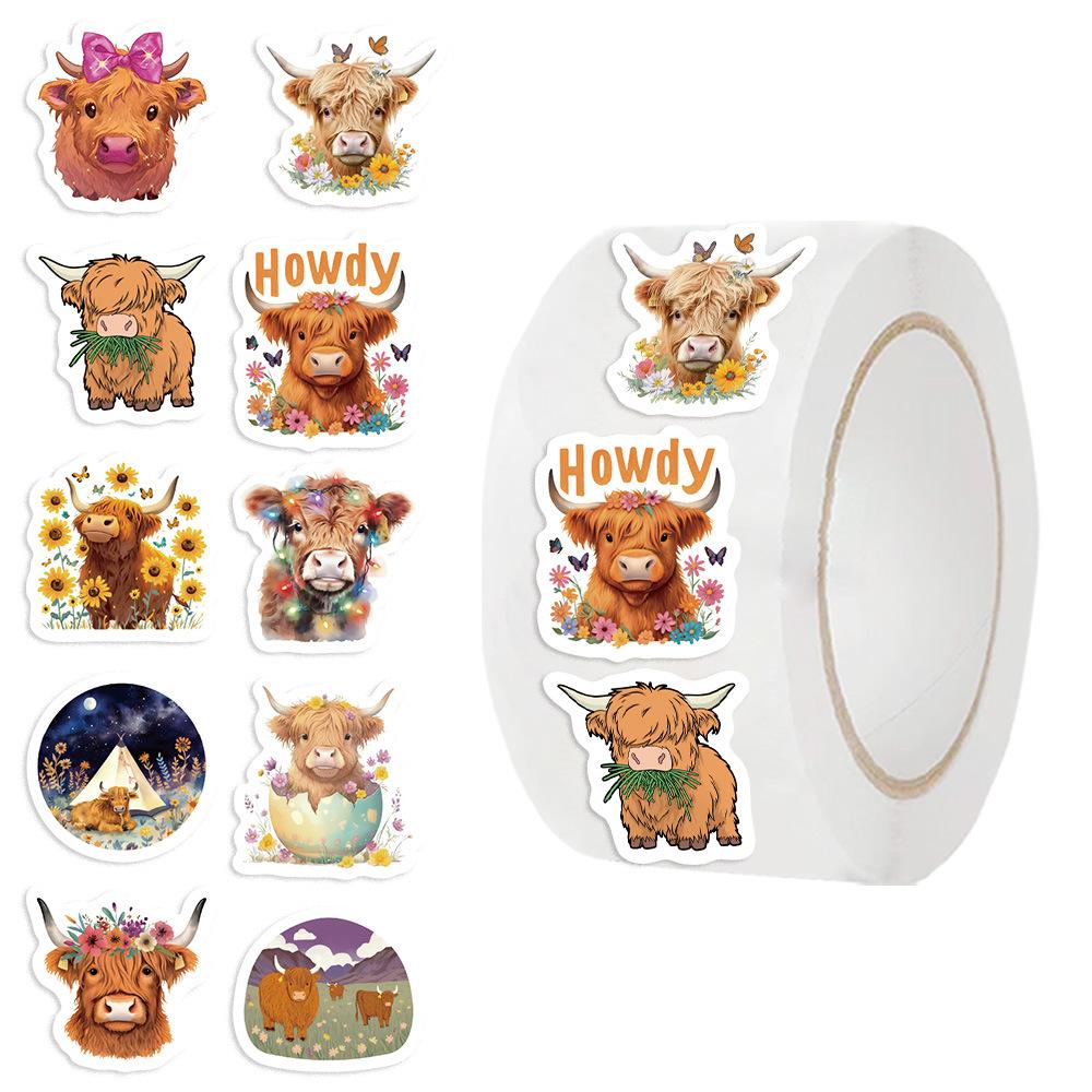 500 Sheets/roll Roll Tape Plateau Cattle Handbook Material Decorative Envelope Special Sealing Sticker