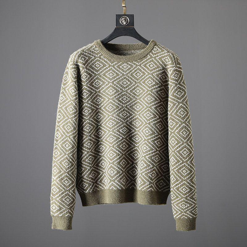Overplus Order Men s Cut the Tag off Cattle Goods Fried Street Sweater Ins Hong Kong Style Handsome Export Original Men s Clothing Knit Outerwear Green 2XL