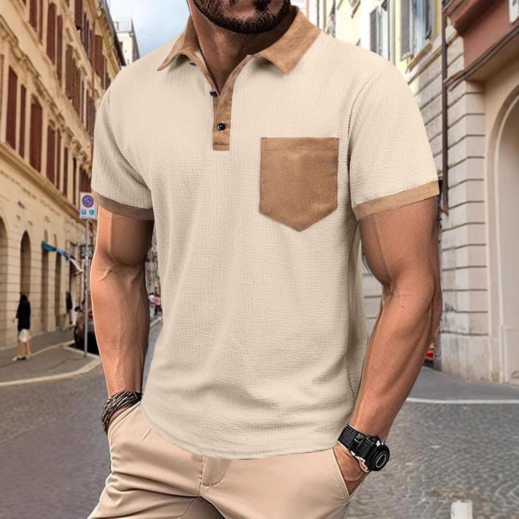 Mens Short Sleeve Polo Shirt Solid Color Streetwear Lightweight Lapel Tshirts for Men Summer Jogging Sport Tops