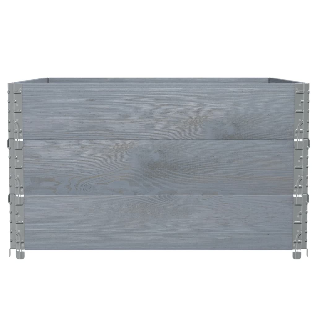 Pallet Top Frame Set 3 Pcs Grey 100x100 Cm Solid Pine Wood