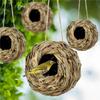 2025 New Birds Nest Bird Cage Grass Egg Cage Bird House Outdoor Decorative Weaved Hanging Parrot Nest Houses Pet Bedroom