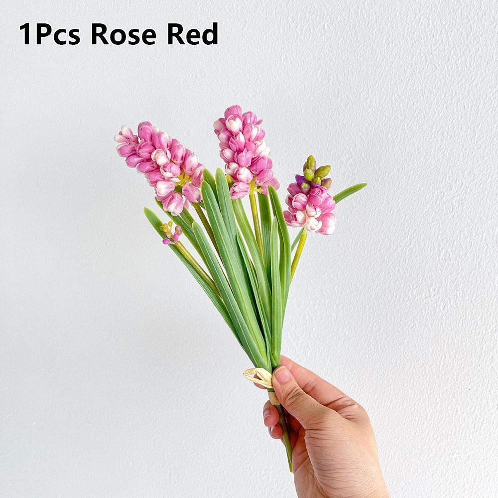 

3Pcs/Bunch Artificial Decoration Artificial Hyacinth Flower Wedding Hotel Decoration rose red