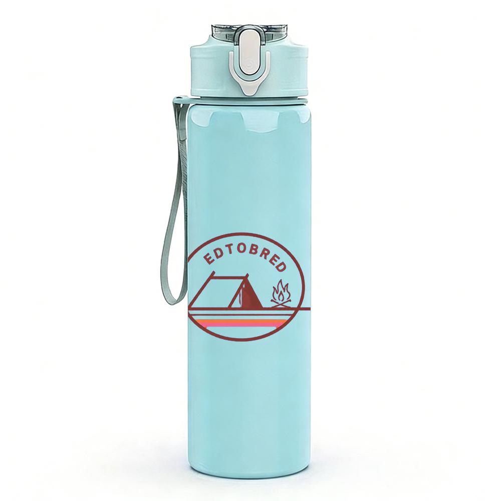 1PC Dark Red Gothic Band Grunge Print 750ml colorful plastic sports water bottle leakproof pop up lid with straw for outdoor work home use