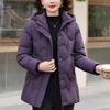 Plus Size Middle Age Women Winter Coats Hooded Elegant Thick Warm Embroidery Parkas Female Jackets