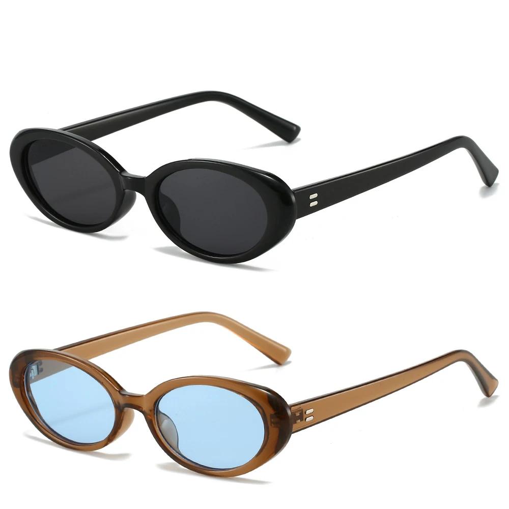 Retro Oval Sunglasses for Women Men Fashion Small Oval Sunglasses 90s Vintage Shades 2 Pieces a Lot