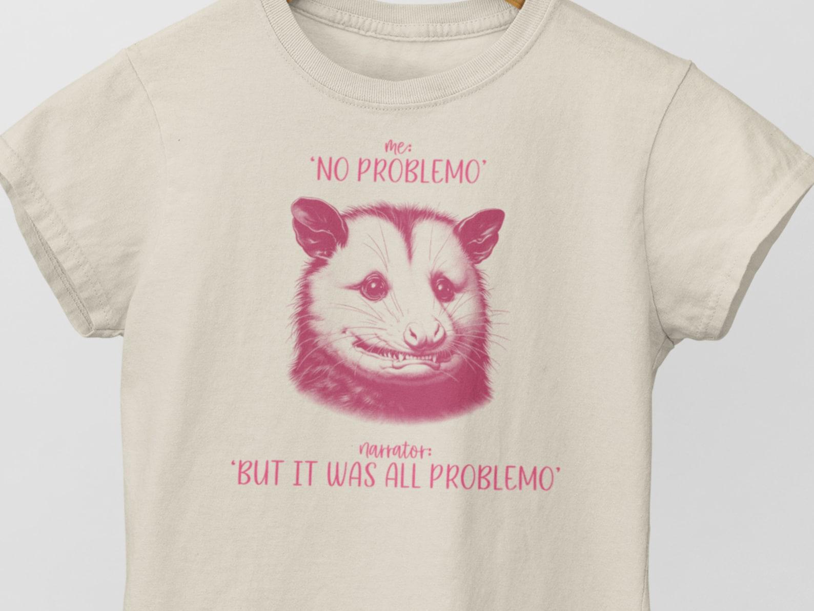 no problemo, narrator: but it was all problemo T-Shirt, Retro Unisex T Shirt, Funny Raccoon Shirt, Meme T Shirt, Funny Friends Gifts L