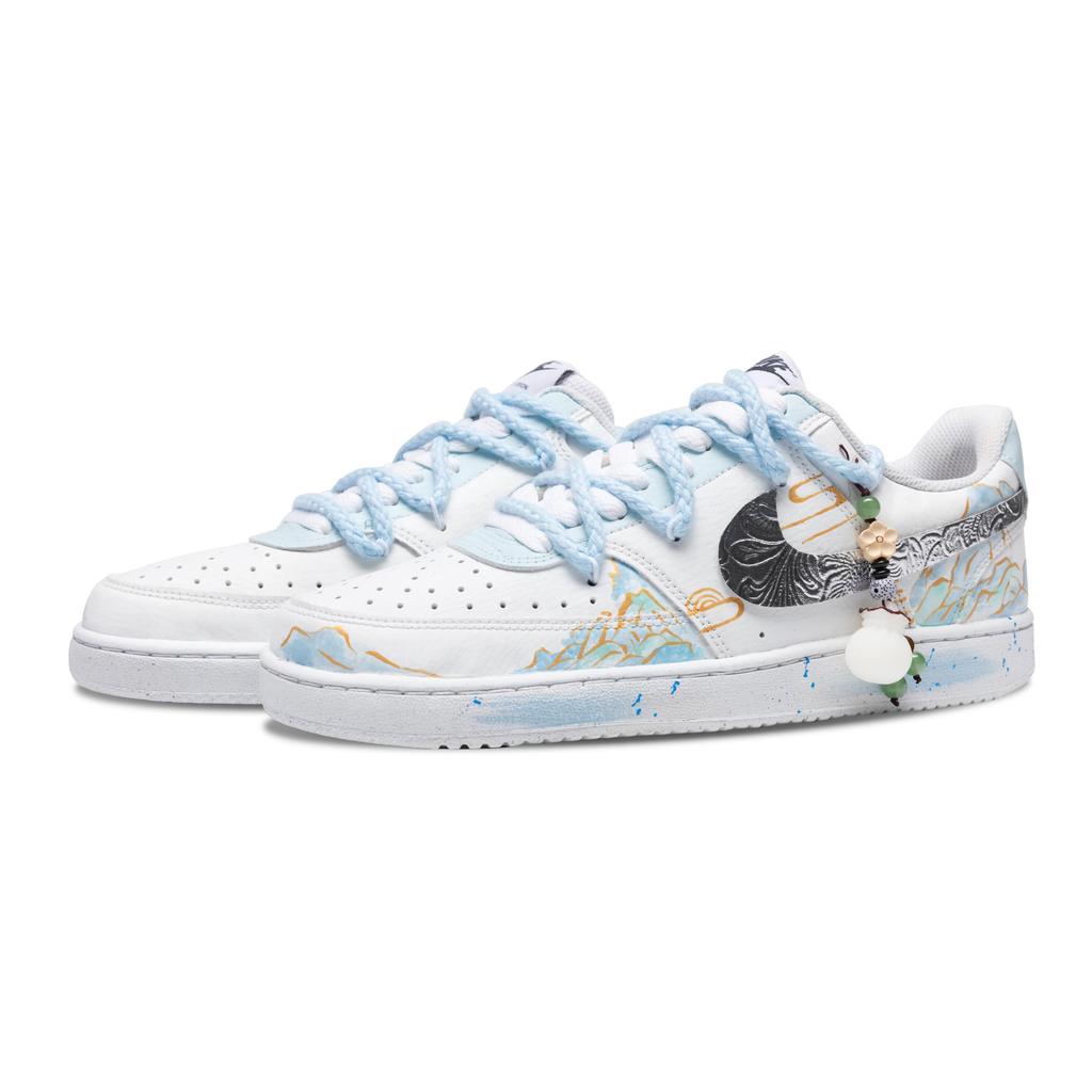 Nike Court Vision 1 Low Coverage Slip Resistant And Abrasion Resistant Low Top Skateboard Shoes Men's Turquoise DH2987-101(Team422-)