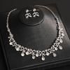 Diamond Bow Water Drop Earrings Necklace Set Light Luxury Premium Clavicle Chain Retro Exquisite Versatile Necklace Jewelry Women