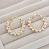1 Pair Women Hoop Earrings, Snap-On Ear Loop Design Earrings, Imitation Pearl Full Circle Earrings, Large Round Drop Earrings Gift Jewelry