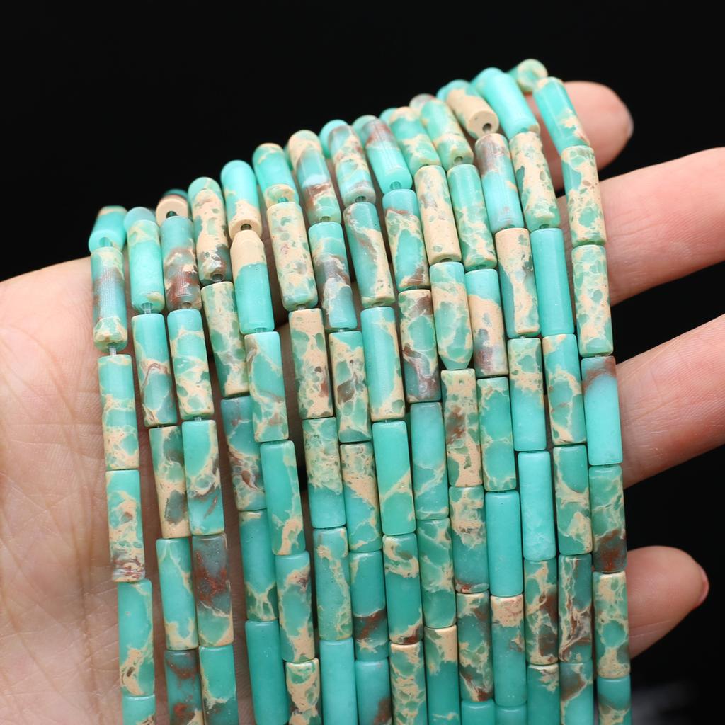1 Strand Natural Stone Beads Long Cylindrical Crystal Quartz Agate Loose Spacer Beads for Jewelry Making DIY Necklace Bracelet Accessories 7x13 Mm