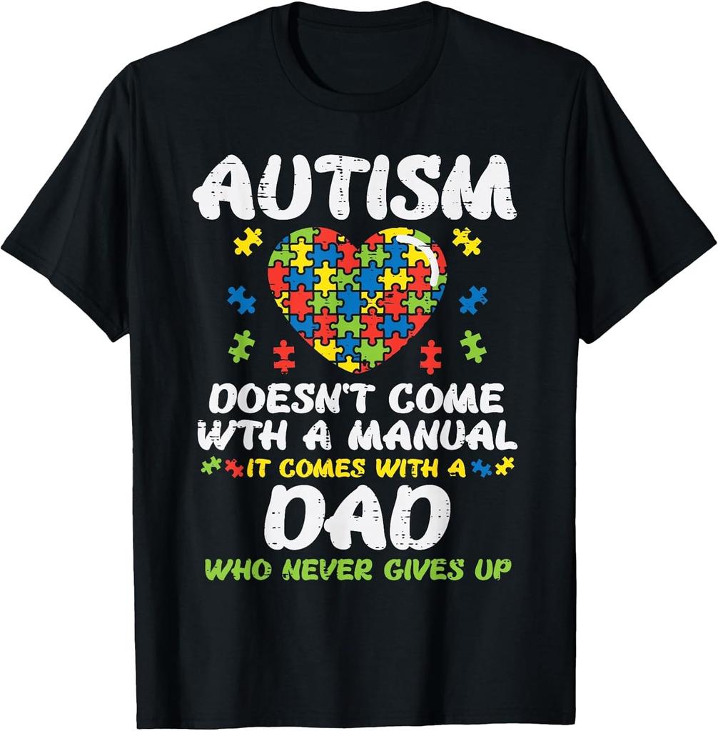 NEW LIMITED! Autism Doesn't Come with Manual Dad Puzzle Tee - MADE IN USA