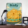 Italy Trevi Fountain Travel Tin Plaque Poster Customized Wall Art Retro Vintage Metal Signs for Man Cave Gaming Room Decoration