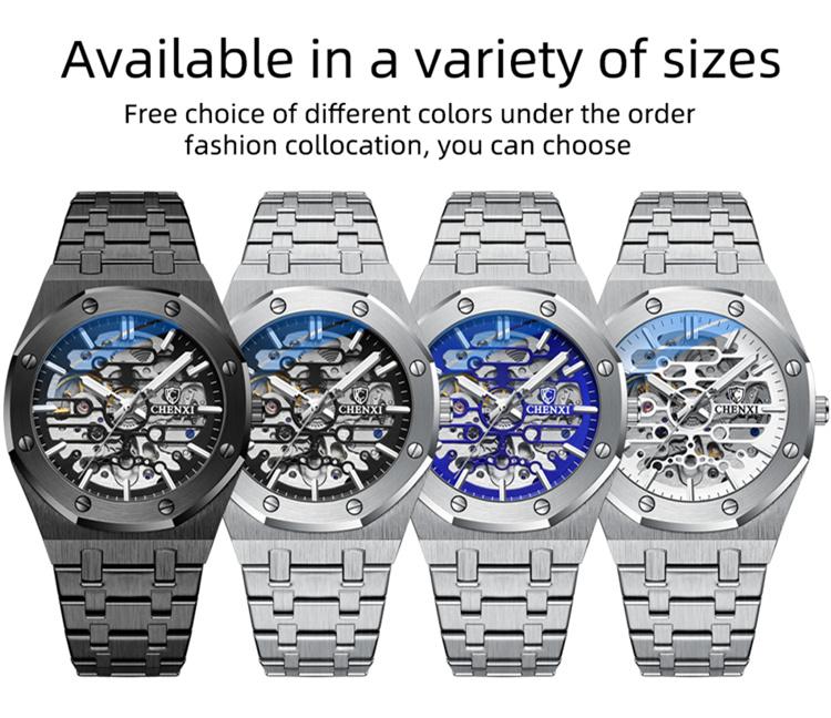 CHENXI 8848 New Men's Watch Transparent Top Luxury Automatic Mechanical Skeleton Watch for Men Auto Time Wrist Watch