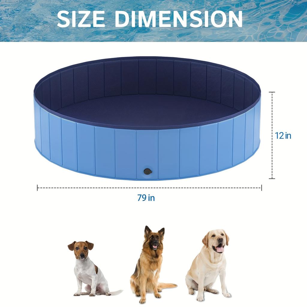 Foldable Dog Pool, Portable Hard Plastic Dog Swimming Pool, Outdoor Collapsible Pet Bathing Tub for Pets Dogs and Cats