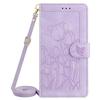 Applicable To iPhone17E Leather Case, Samsung S26 Tulip Matte Embossed Insert Card Diagonal Span Protective Case S25edge