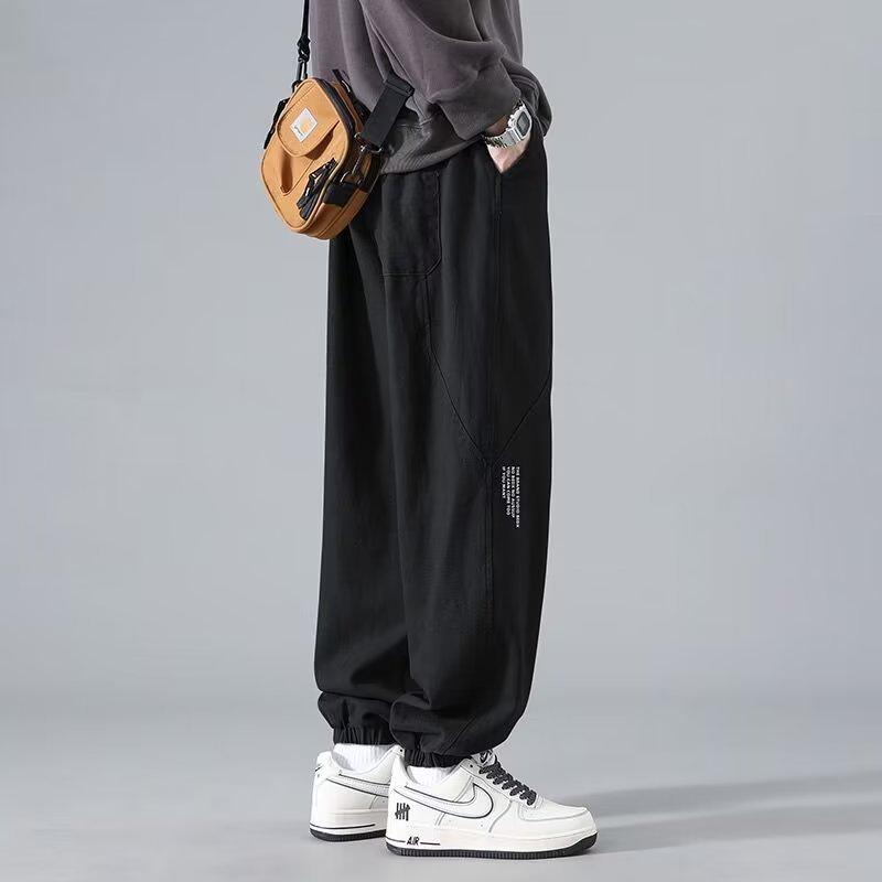 Men's Trendy Cargo Pants, Pure Cotton, Elastic Ankle, Plus Size - Spring & Autumn Style