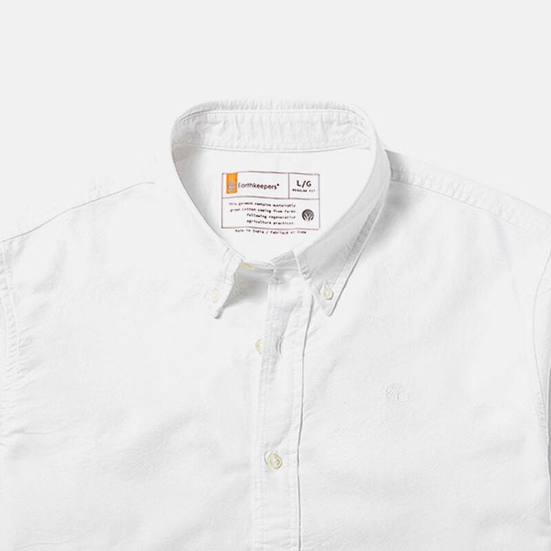 Timberland Solid Logo Casual Business Long Sleeve Shirt Men Shirts White A2AHZ-A94