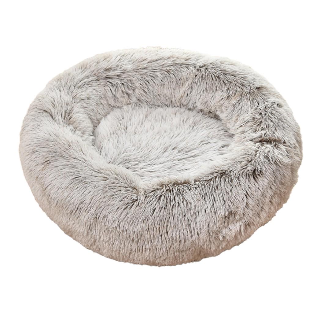 Dog Round Winter Warm Sleeping Bag Long Plush Soft Pet Bed Calming Bed