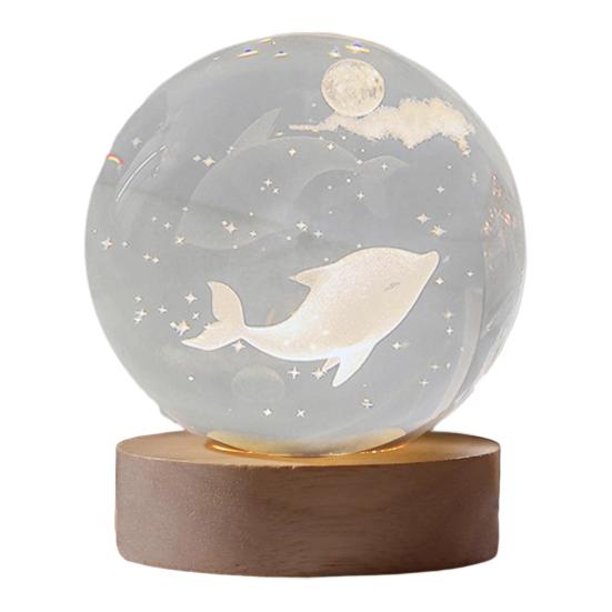 Faux Crystal Ball Night Light 3D Space/Cloud/Astronaut Engraved Clear Ball with LED Light for Bedroom Living Room Birthday Gift for Teens Boys Girls