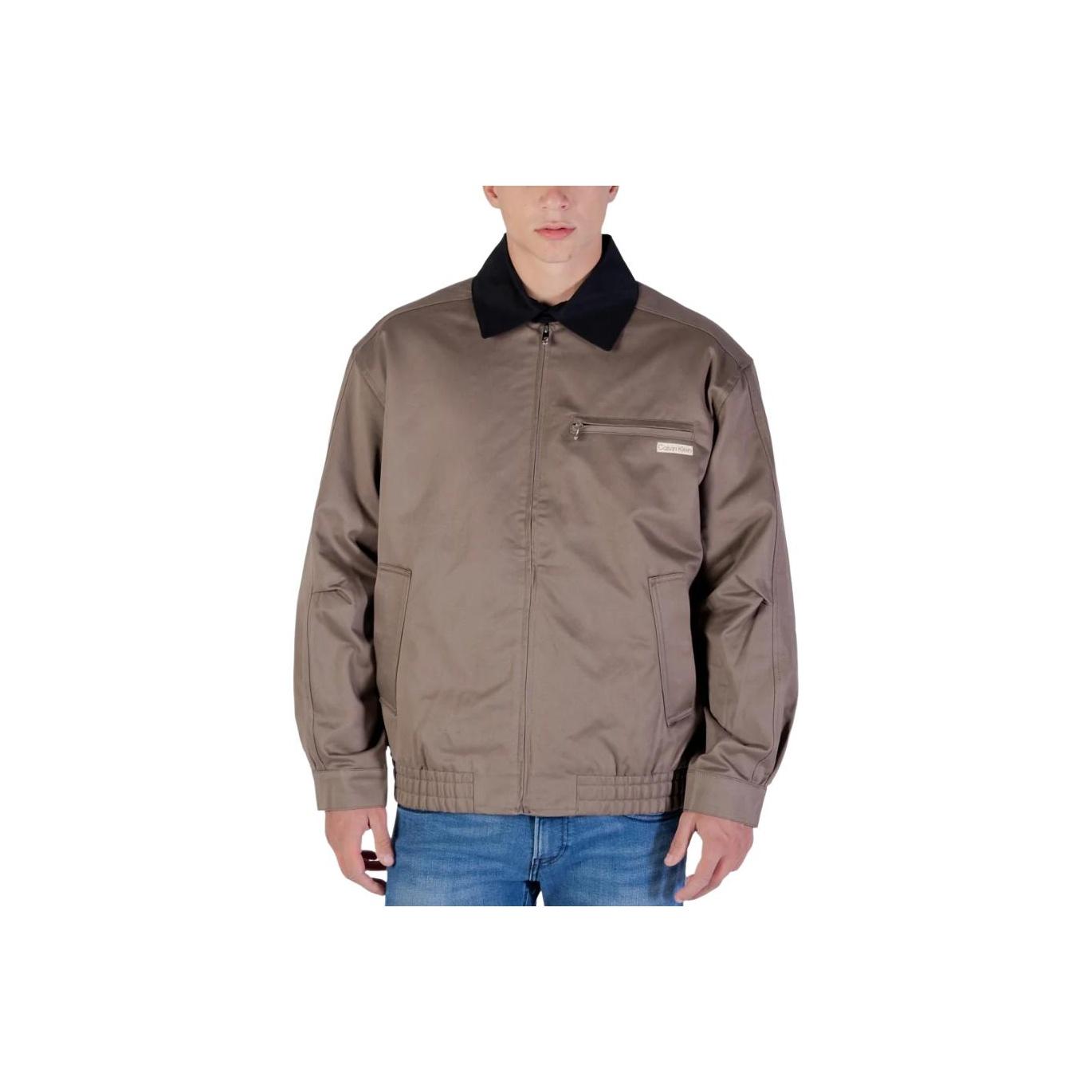 Calvin Klein Letter Solid Color Zip Long Sleeve Jacket Men Jacket LV04RC4-09G M