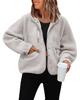 Damen Fleecejacke, Herbst Winter Lässiger Sweatshirt Mantel, Sportliche Lockere Warme Oberbekleidung