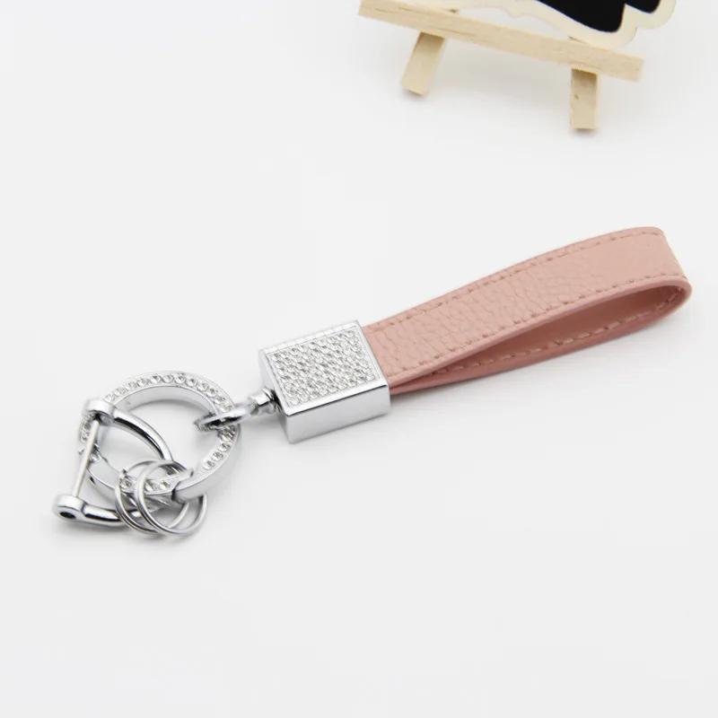 Modny skórzany brelok z kryształkami górskimi PU, breloczek sprężynowy z zapięciem na kluczyki samochodowe, akcesoria, breloczki dla kobiet