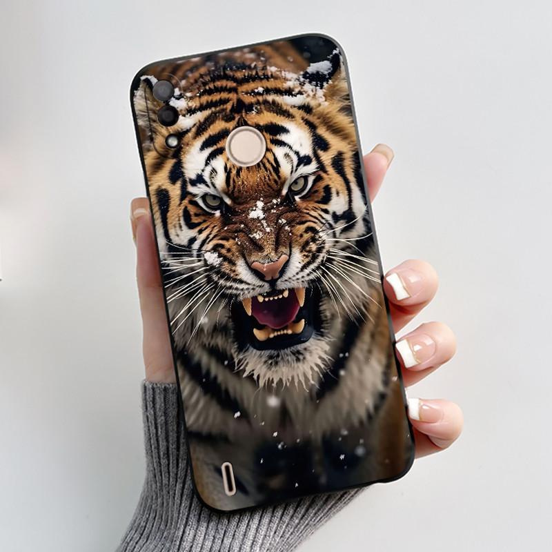 Black Case For Itel P33 Plus Bumper Soft Silicone Jelly Shell Anime Popular Sunflower Wildflower Painted Shockproof Cover