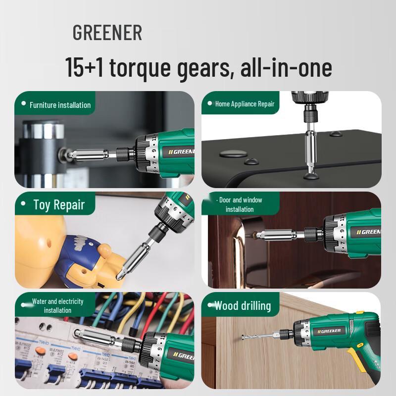 Green Forest 3.6V Rechargeable Electric Screwdriver & Drill Set CN Plug (adapter Included)