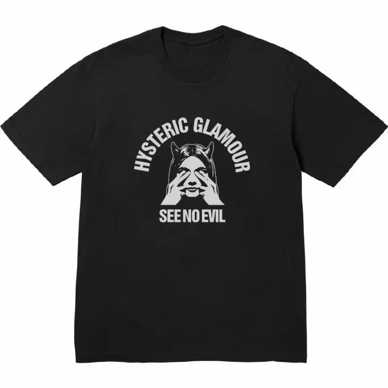 2025 Hysteric Glamour T-shirt American Retro Tee Street Culture Tide Brand T-shirt Niche High Quality Trend Short Sleeve