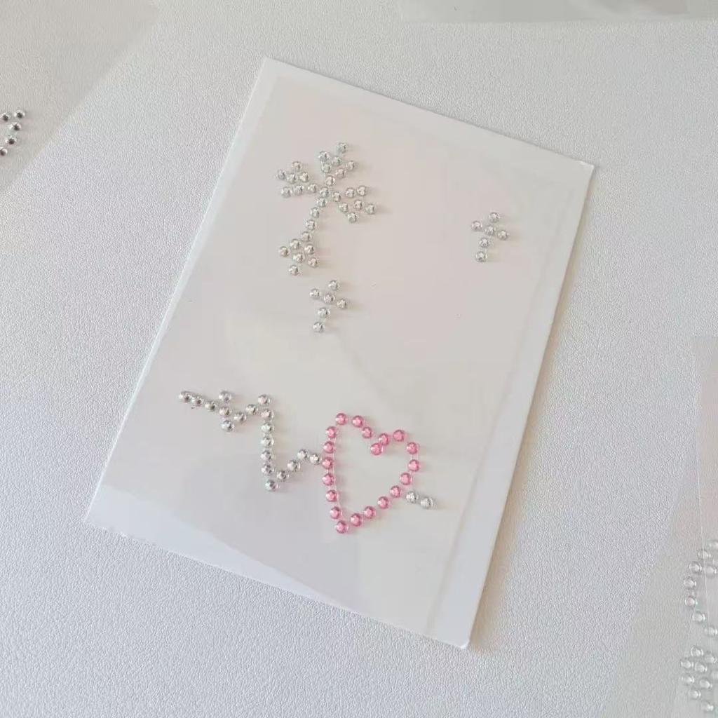 3D Rhinestone Chain Photo Card Stickers Korean Style Music Note Wing Crystal Diamond Sticker for Scrapbook Journal