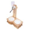Wood Raised Cat Food Bowls Multifunctional 2 In 1 Automatic Cat Water Feeder and Food Bowl Set with