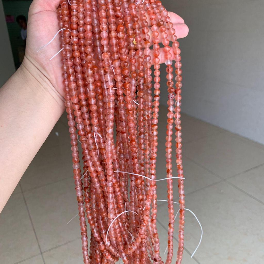 South Red River Buddha Beads Multi-Strand Bracelet with Ice-Floating Red Flowers